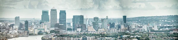 Londýn Velká Británie Vzdušný Panoramatický Výhled Moderní Budovy Canary Wharf — Stock fotografie