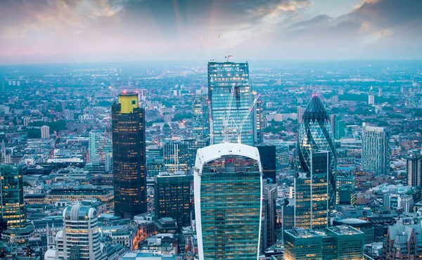 London Stunning Aerial View Modern Skyline Dusk — Stock Photo, Image