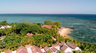 Mauritius 'taki Mont Choisy plajının hava manzarası..