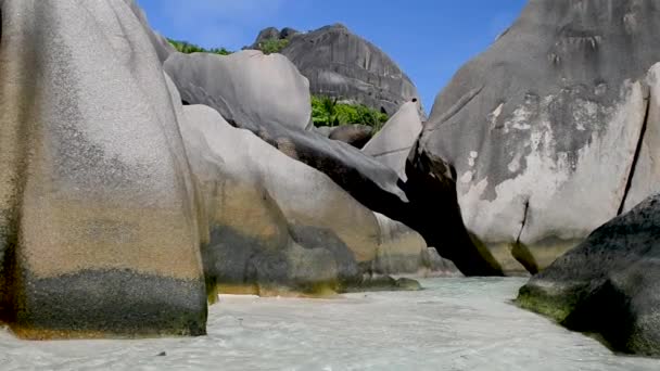 Fuente Anse Dargent Beach Digue Island Seychelles — Vídeos de Stock
