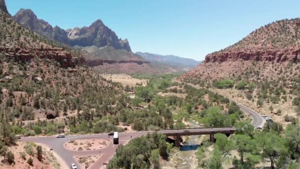 Berge Des Zion Nationalparks Utah Luftaufnahme Sommer — Stockvideo