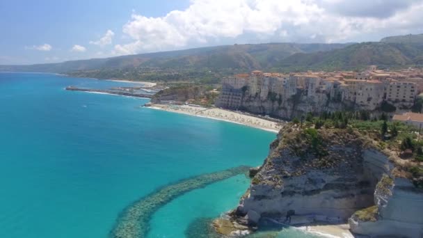 Letecký Pohled Tropea Krásné Pobřeží Kalábrie Itálie Letní Sezóny — Stock video