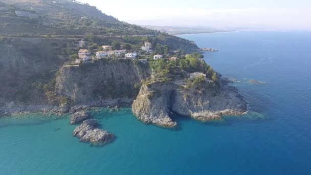Hava Caminia Görünümünde Yaz Kıyı Şeridi Calabria Talya — Stok video