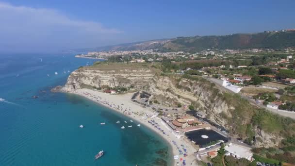 Vista Aérea Panorámica Costa Tropea Atardecer Calabria Italia — Vídeos de Stock