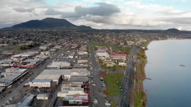 Vista Aérea Del Horizonte Rotorua Invierno Nueva Zelanda — Vídeo de stock