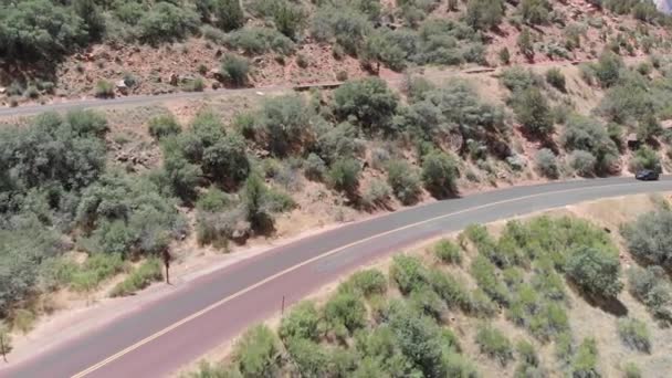 Zion National Park Windy Road Landscape Aerial View — Stock Video