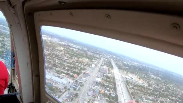 Horizonte Miami Como Visto Interior Helicóptero — Vídeo de Stock