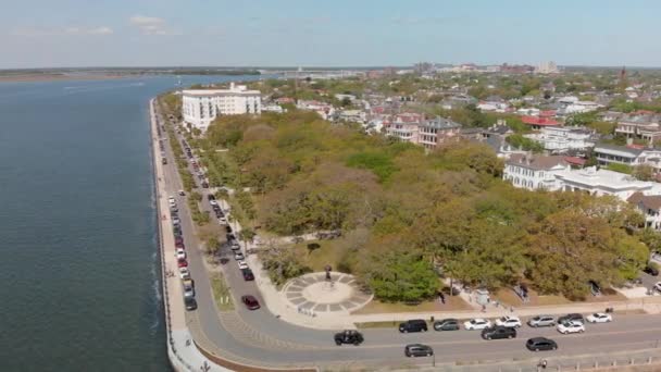 Charleston Ufuk Çizgisi Şehir Nehri Güney Carolina Dan Hava Görüntüsü — Stok video