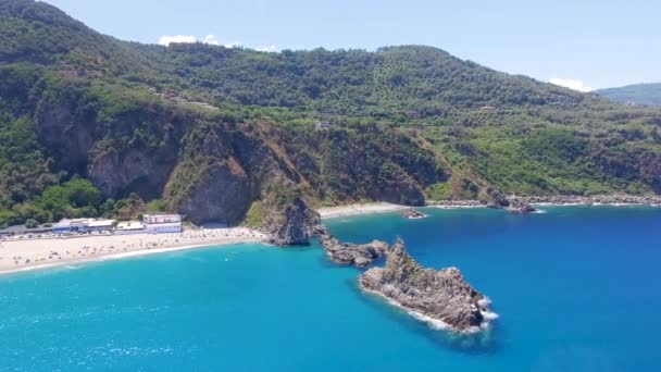 Vista Aérea Playa Tonnara Calabria Italia — Vídeos de Stock