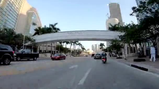Miami Usa April 2018 City Traffic Downtown Miami Sett Utifrån — Stockvideo