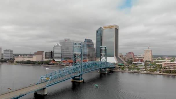 Jacksonville April 2018 Aerial City View Overcast Day River Jacksonville — Stock Video