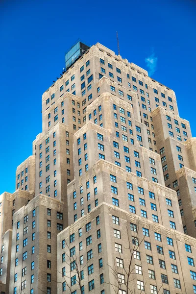 Velhos Arranha Céus Manhattan Com Céu Azul Fundo Nova Iorque — Fotografia de Stock