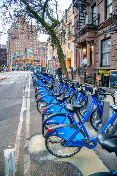 Nueva York Diciembre 2018 Estación Alquiler Bicicletas Citi Manhattan Con — Foto de Stock