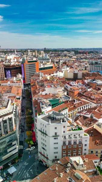 マドリード スペイン 2022年10月29日 市内中心部の空中ビュー 晴れた日の建物や主要なランドマーク — ストック写真