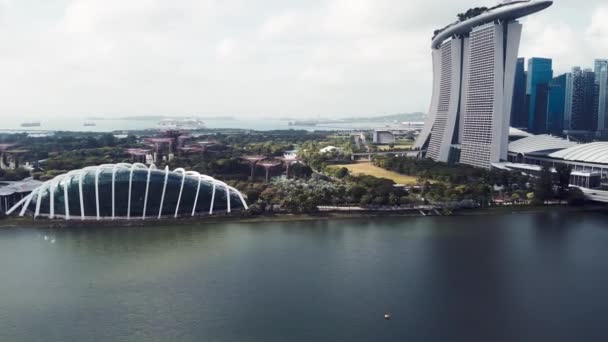 新加坡 2020年1月2日 从新加坡航班俯瞰城市天际线和滨海湾地区 — 图库视频影像