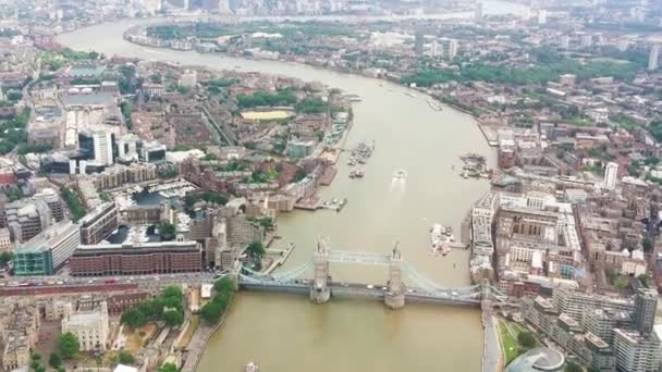 Лондон Великобритания Вид Воздуха Город Тауэрский Мост Летающего Вертолета — стоковое видео