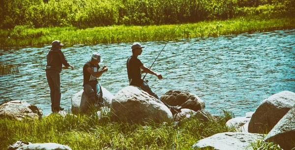 Wyoming Usa Juli 2019 Fiskare Längs Meadowlarksjön Sommaren — Stockfoto