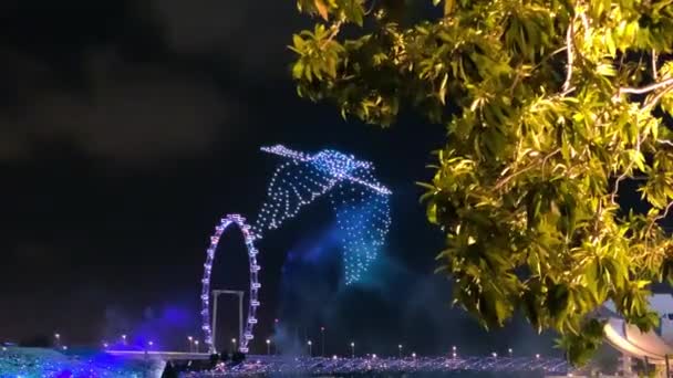 Singapura Dezembro 2019 Drone Light Show Área Marina Bay Com — Vídeo de Stock