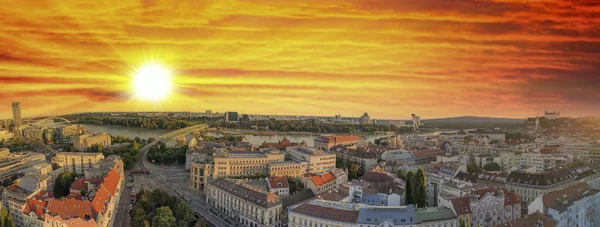 Bratislava Slovakia Aerial View City Center Sunset Panoramic Viewpoint Drone — Stock Photo, Image