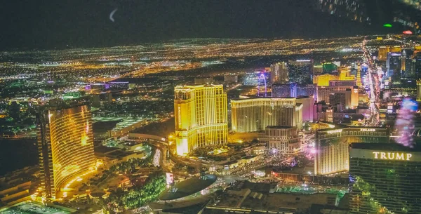 Las Vegas June 30Th 2018 Helicopter Night Aerial View Strip — Stock Photo, Image