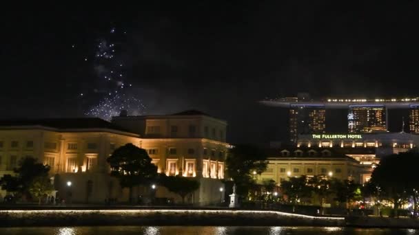 Singapore Dicembre 2019 Grande Spettacolo Pirotecnico Nella Zona Marina Bay — Video Stock