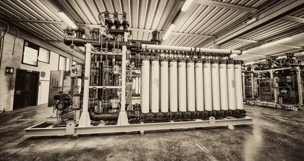 Omvänd Osmos System Membrananläggning Vattenreningsverk Rörledningar Vattenreningsverk Industriellt Koncept — Stockfoto