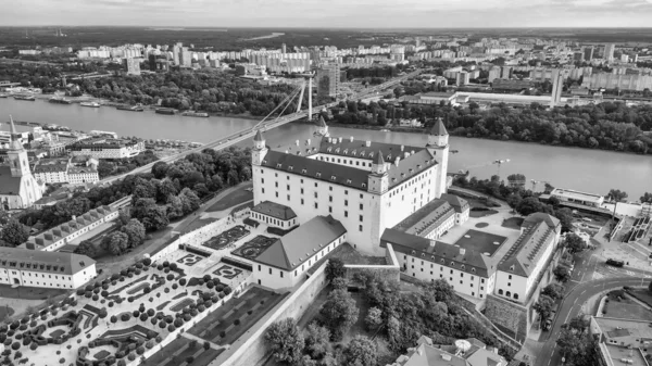 Aerial View Bratislava Castle City Skyline Summer Afternoon Slovakia — Stock Photo, Image