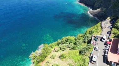 Portekiz, Madeira 'daki Gelin Peçesi Şelaleleri' nin hava manzarası.