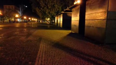 City promenade at night. City street view.