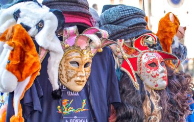 Venice, Italy - February 8th, 2015: People masquerading at the famous Venice Carnival.