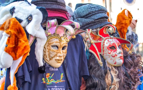 Venice Italy February 8Th 2015 People Masquerading Famous Venice Carnival — Stock Photo, Image