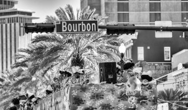 New Orleans, LA - February 9, 2016: Colorful float along Mardi Gras Parade through the city streets. Mardi Gras is the biggest celebration the city of New Orleans hosts every year.