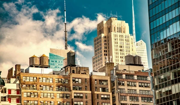 Modern Old Buildings Manhattan Blue Winter Sky New York City — Stock Photo, Image