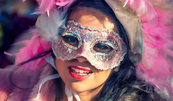 Venice Italy February 8Th 2015 People Masquerading Famous Venice Carnival — Foto Stock
