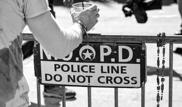 New Orleans Police Department Police Line Cross Sign Mardi Gras — Stock Photo, Image