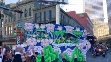 New Orleans, LA - February 9, 2016: Mardi Gras floats parade through the streets of New Orleans.People celebrated crazily. Mardi Gras is the biggest celebration the city of New Orleans hosts every