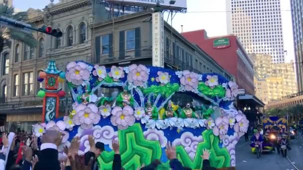 Новий Орлеан Лос Анджелес Лютого 2016 Mardi Gras Плаває Парадом — стокове відео