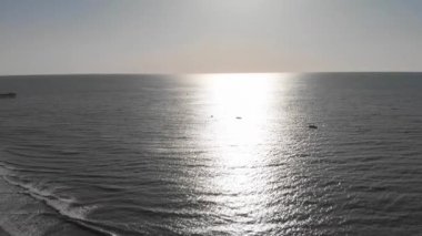 Myrtle Beach from drone, South Carolina. City and beach view at dusk.