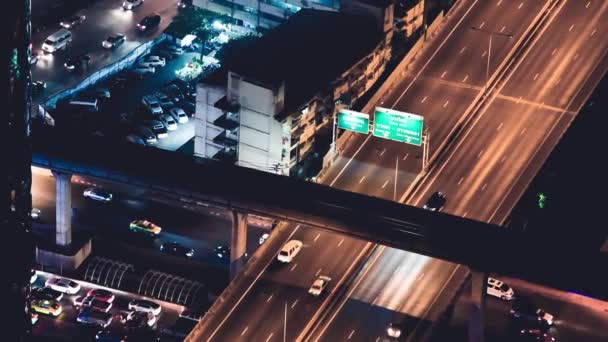 Bangkok Thailand Prosince 2019 Letecký Pohled Panorama Města Noci Pouličním — Stock video