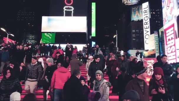 York City December 2018 Times Square Éjszakai Forgalom Téli Szezonban — Stock videók