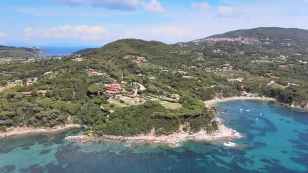 Luftaufnahme Der Insel Elba Strand Von Barabarca Und Südküste Der — Stockvideo