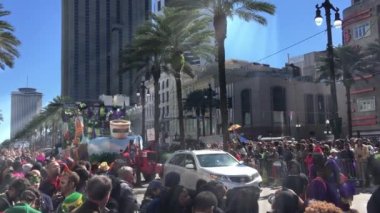 New Orleans, LA - February 9, 2016: Mardi Gras floats parade through the streets of New Orleans.People celebrated crazily. Mardi Gras is the biggest celebration the city of New Orleans hosts every