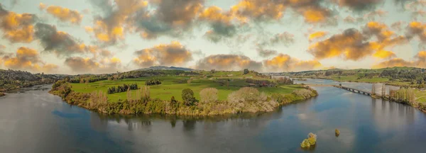 Amazing Aerial View Waikato River Spring Season North Island New — Stock Photo, Image