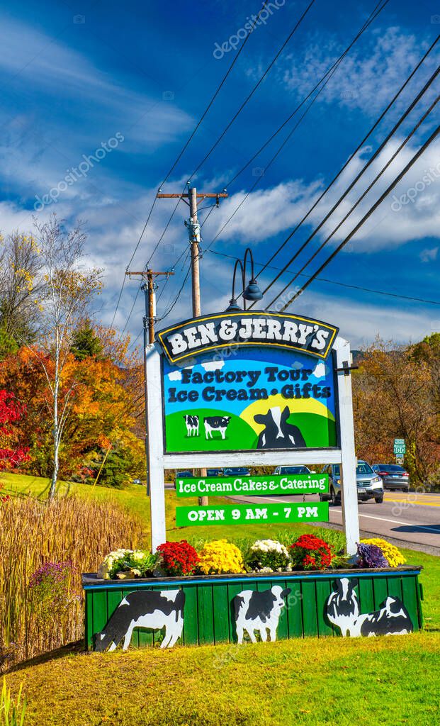 Waterbury, VT - October 10, 2015: Ben and Jerry Ice Cream is a famous attraction for tourists.