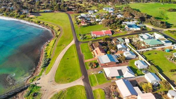 Emu Bay Homes Coastline Kangaroo Island Drone Australia — Stock Photo, Image