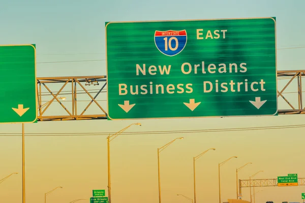 New Orleans Business Districts Interstate Road Sign Louisiana — Photo