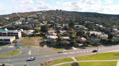 Aerial view of Torquay Beach along the Great Ocean Road, Australia.