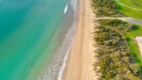 stock image Aerial view of Apollo Bay, Australia from drone, The Great Ocean Road.