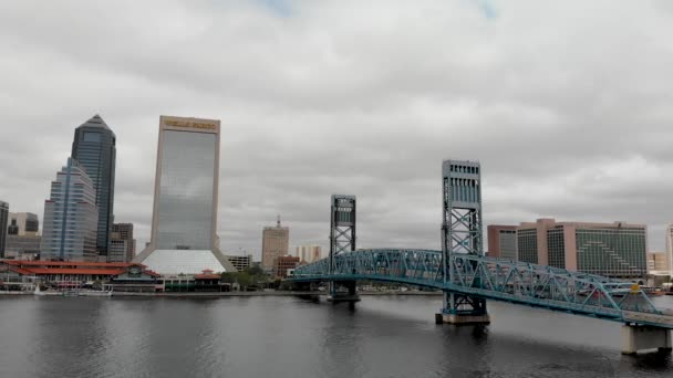 Jacksonville April 2018 Aerial City View Cloudy Day Jacksonville Famous — Stock Video