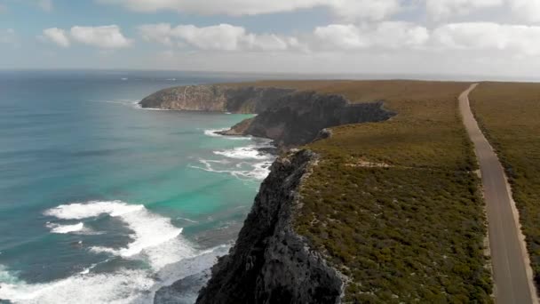Flinders Chase National Park Kangaroo Island Aerial View Coastline Road — Stock Video